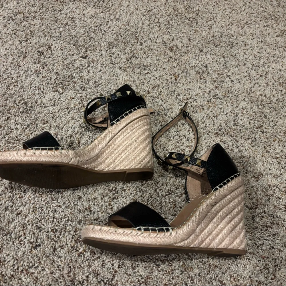 Black Wedge Sandals with Studded Straps